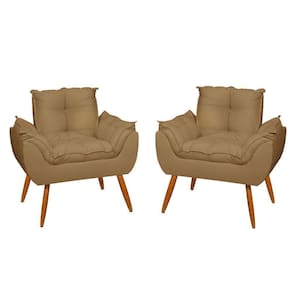 Kit 2 Cadeiras Poltronas Para Sala Quarto - Jl Decor Cor:capuccino