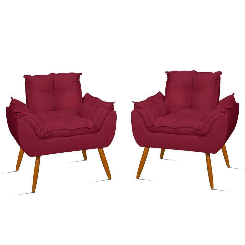 Kit 2 Poltronas Cadeiras Para Escritório Recepção – Jl Decor Cor:marsala