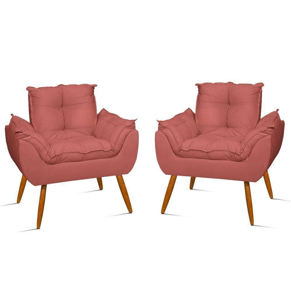 Kit 2 Cadeiras Poltronas Reforçadas Confortáveis Sala Jl Cor:rosa
