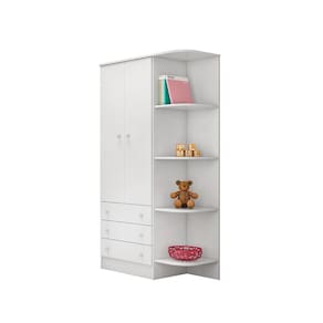 Guarda-Roupa Infantil 2 portas 3 gavetas e Cantoneira Doce Sonho Branco Qmovi