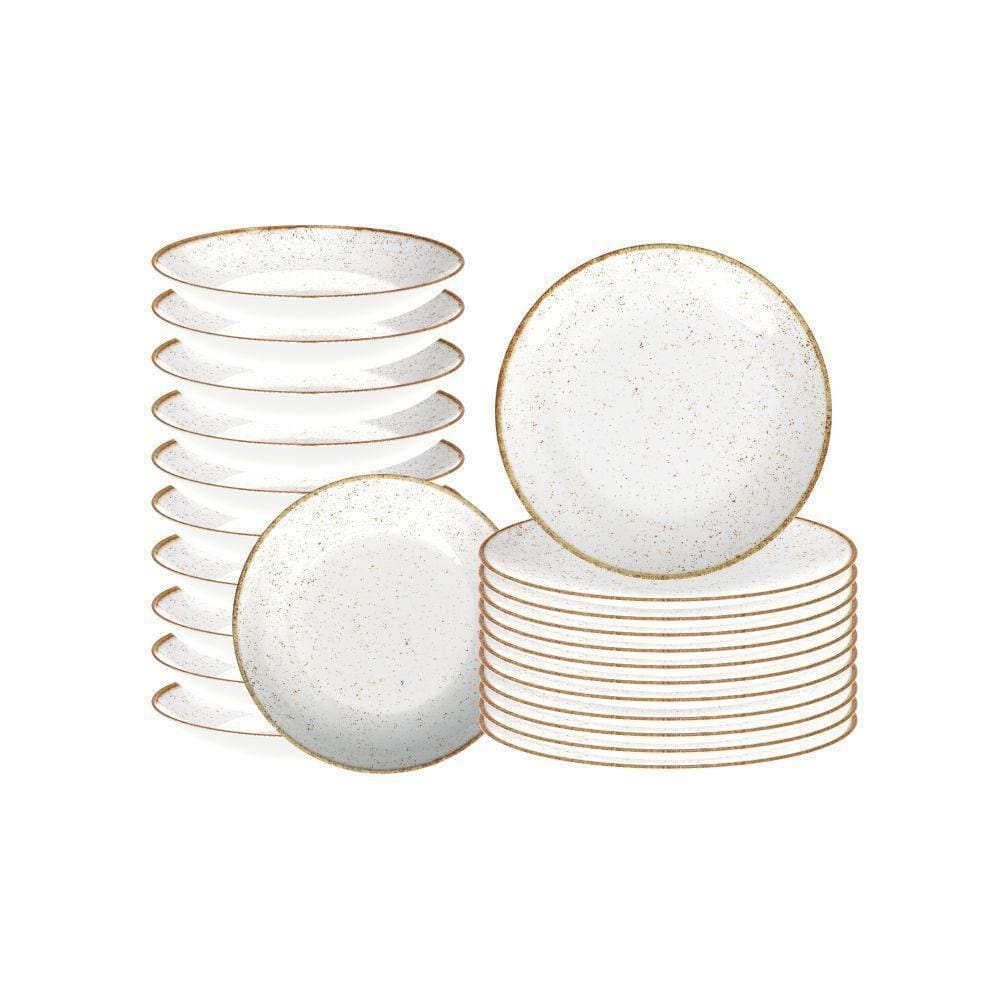 Kit Pratos Rústicos Marrom Porcelana 24 Peças Tramontina