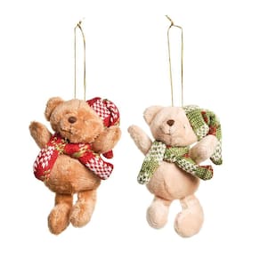 Mini Urso Com Cachecol Xadrez 2Un 10X15Cm 1698257