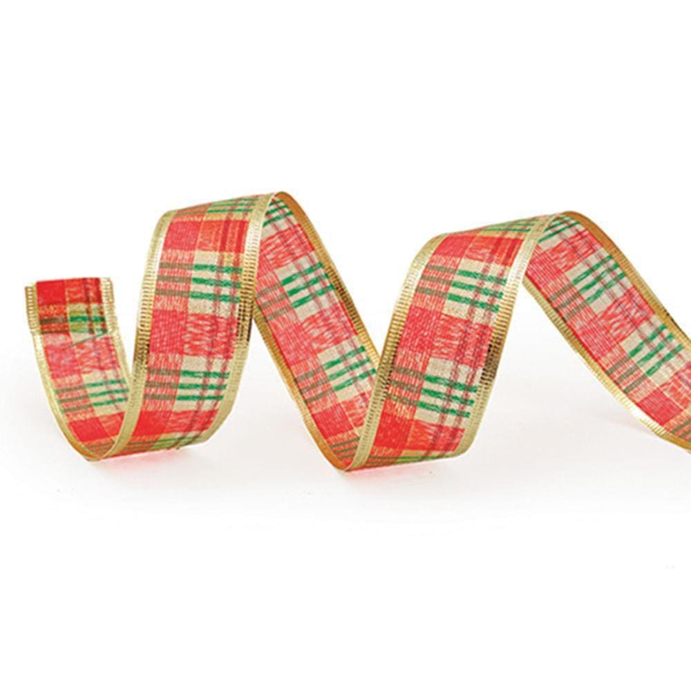 Fita Natalina Xadrez Vrm/Vrd/Our 1Un 6,30Cmx9,14Mts 214034