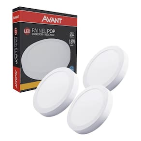 Kit 3 Plafon Pop Sobrepor 22x22cm Avant 18W 3000K Bivolt Luz Amarela - Redondo