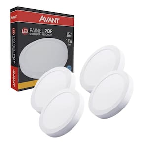 Kit 4 Plafon Pop Sobrepor 22x22cm Avant 18W 3000K Bivolt Luz Amarela - Redondo