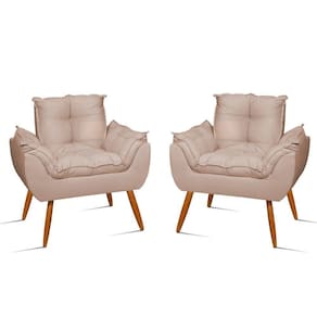 Kit 2 Poltronas Para Sala Decorativa Opala Suede Cor:bege