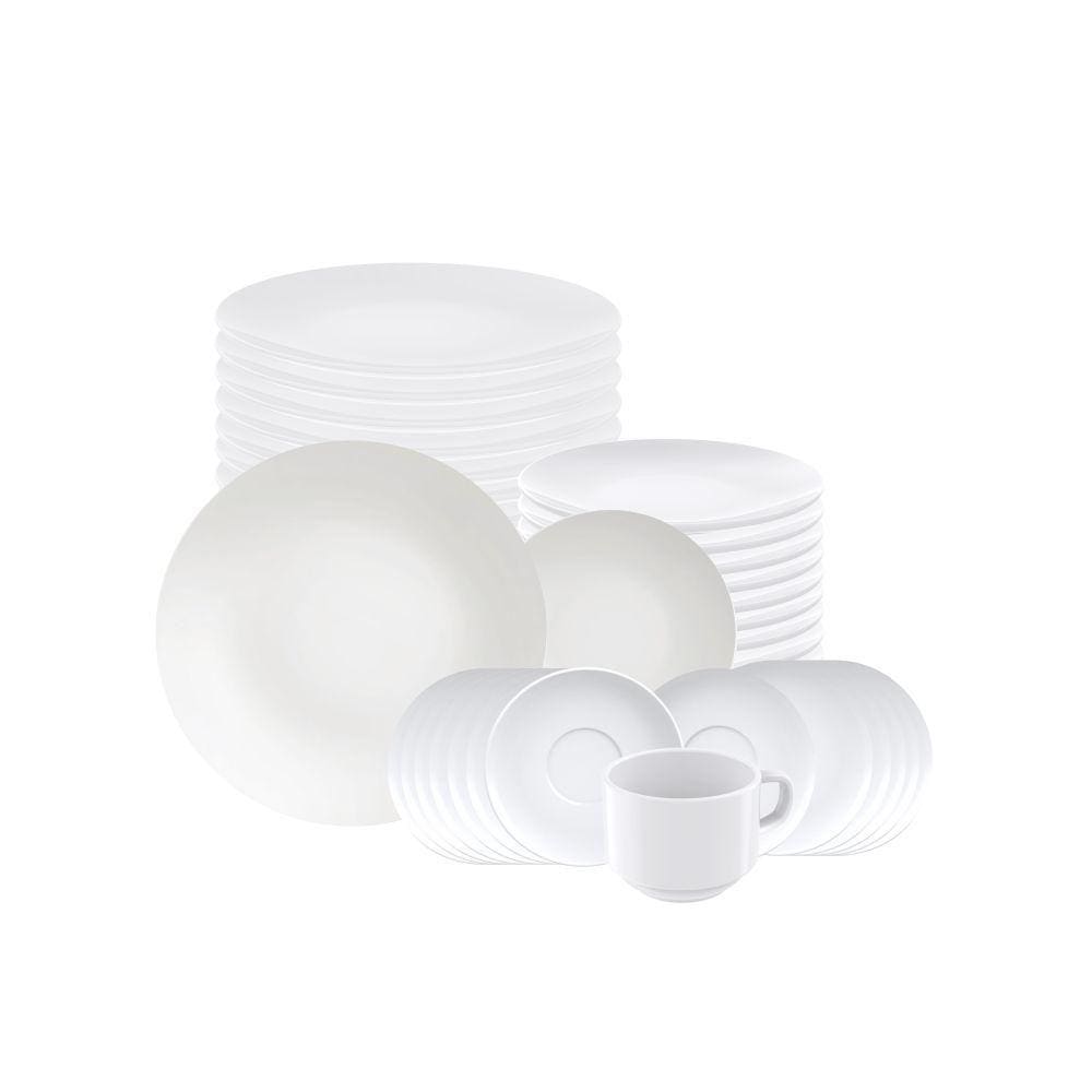 Jogo de Pratos Leonora e Xícaras 36 Peças em Porcelana Branco - Tramontina