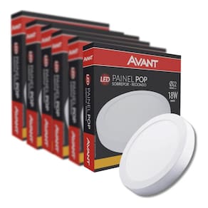 Kit 12 Plafon Pop Sobrepor 22x22cm Avant 18W 3000K Bivolt Luz Amarela - Redondo