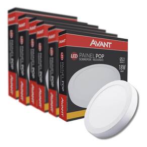 Kit 20 Plafon Pop Sobrepor 22x22cm Avant 18W 3000K Bivolt Luz Amarela - Redondo
