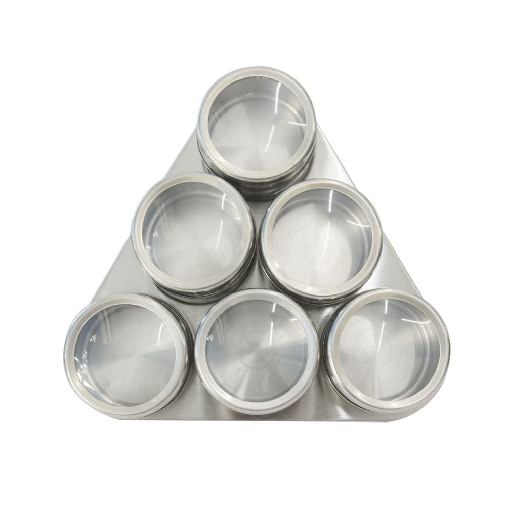 Porta Condimento Inox Magnético Com 6 Porta Tempero