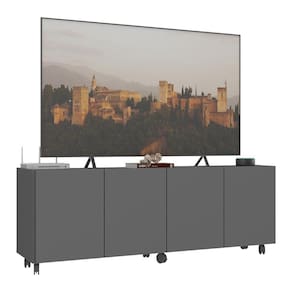 Rack para TV até 50 Polegadas com 4 Portas e Rodízios Multimóveis MP1069