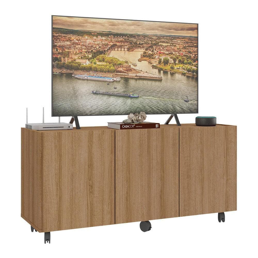 Rack para TV até 32 Polegadas com 3 Portas e Rodízios Multimóveis MP1065