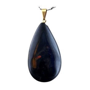 Colar Gota Onix Preto Pedra Natural Montagem Pino Dourado