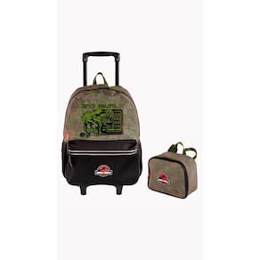 Mochila e Lancheira Jurassic Rivals - 70% Poliéster - 43cm