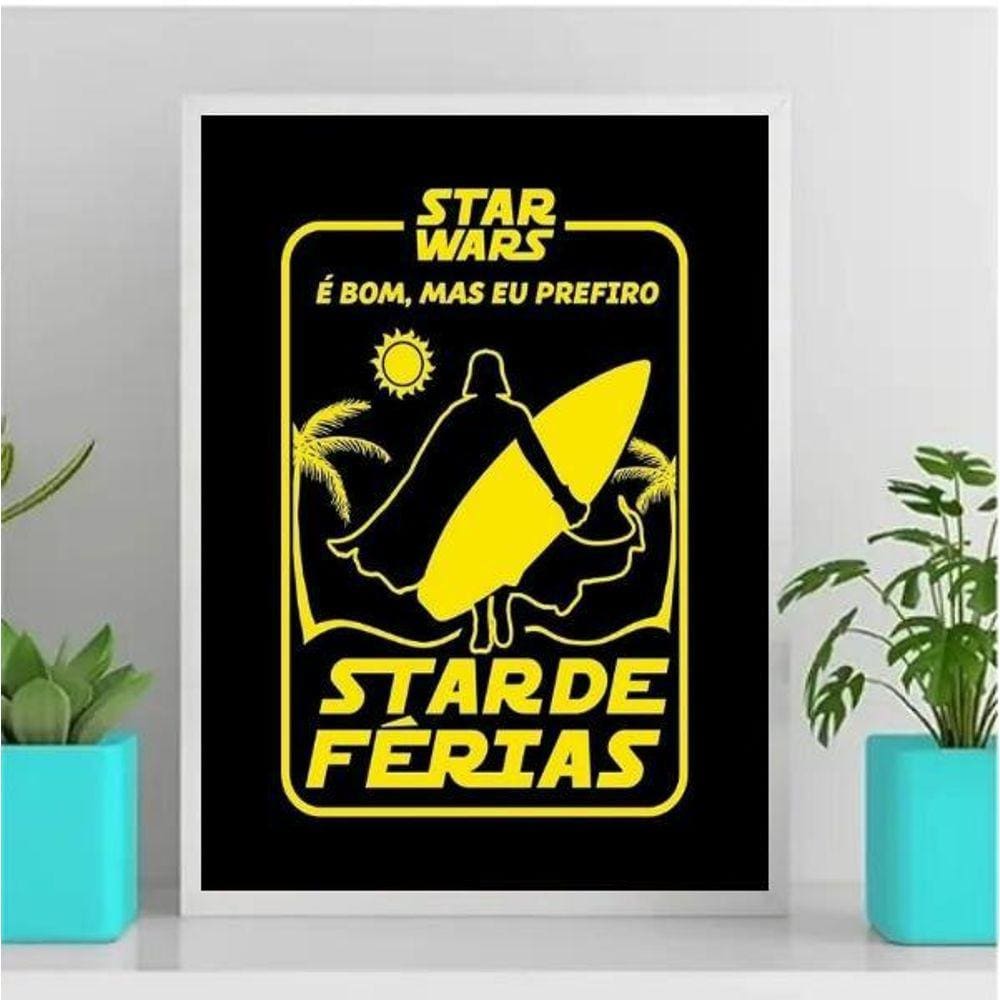 Quadro de Humor Star de Férias 33x24cm - Moldura Branca