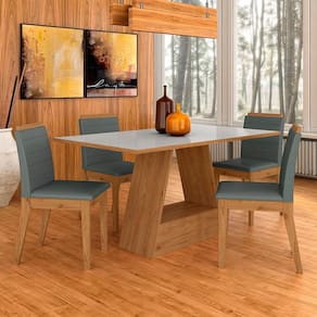 Mesa Com 4 Cadeiras Nápoles 1,36 Cinamomo/off/cinza - Móveis Arapongas