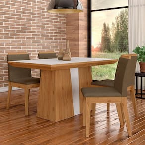 Mesa Com 4 Cadeiras Kiara 1,36 Cin/off White/capuc - Móveis Arapongas