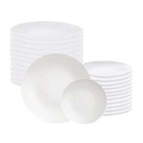 Jogo de Pratos Rasos e Sobremesa 24 Peças Leonora em Porcelana Branco - Tramontina