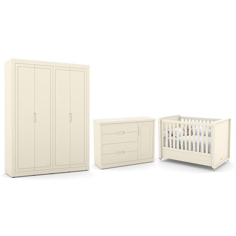 Dormitório Tutto New 4 Portas, Cômoda 1 Porta, Berço - Matic Móveis