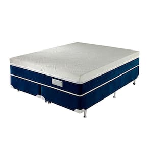 Kit Box Colchao Paradiso+Base Veludo King Azul Estofama