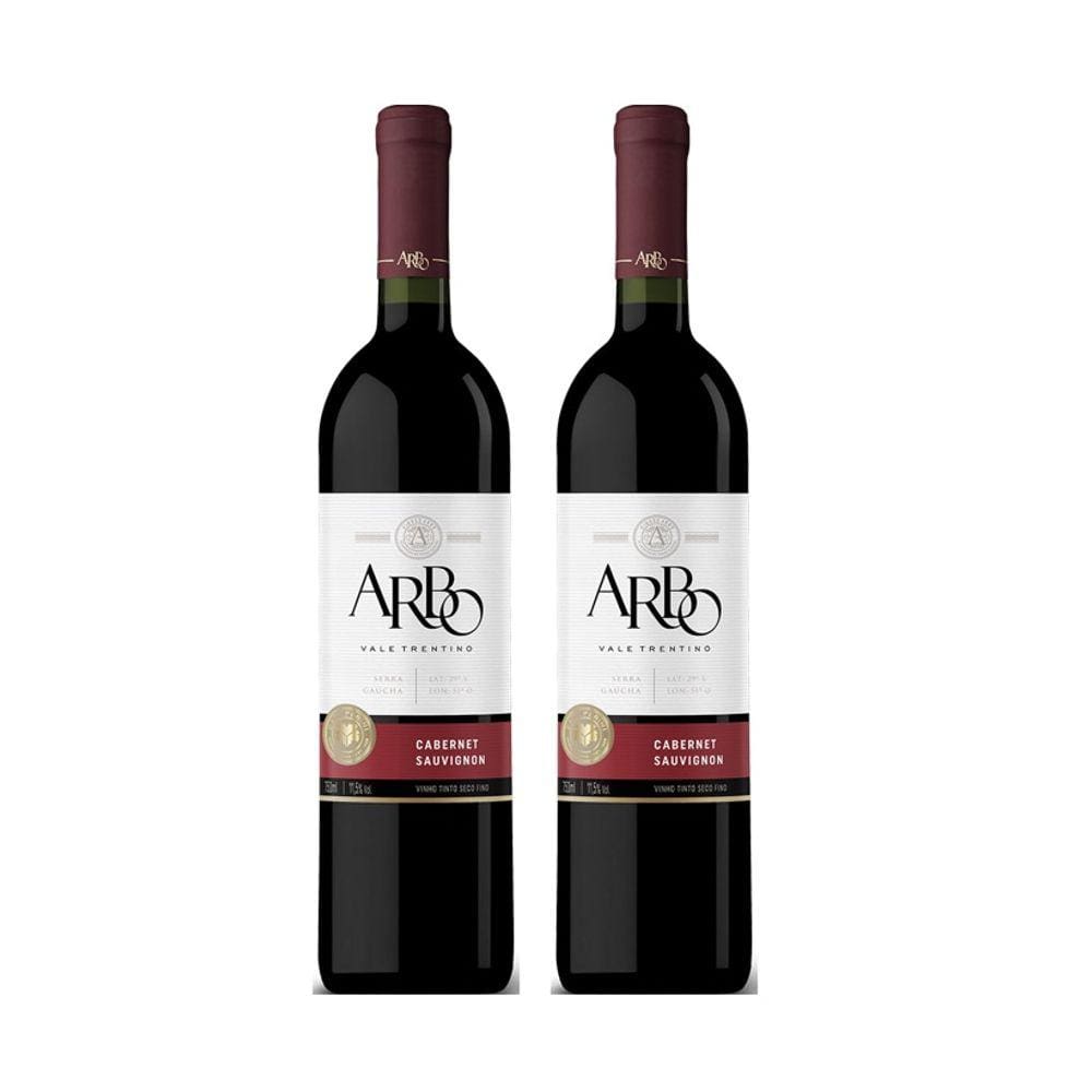 Kit Vinho Arbo Cabernet Sauvignon Tinto Seco 750ml 2unidades