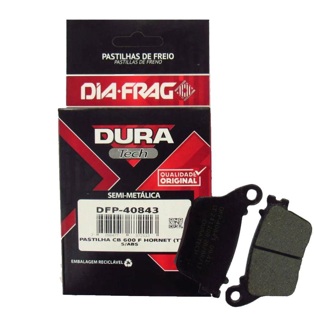 Pastilha De Freio Traseira Honda Cb 600f Hornet 2008 Diafrag