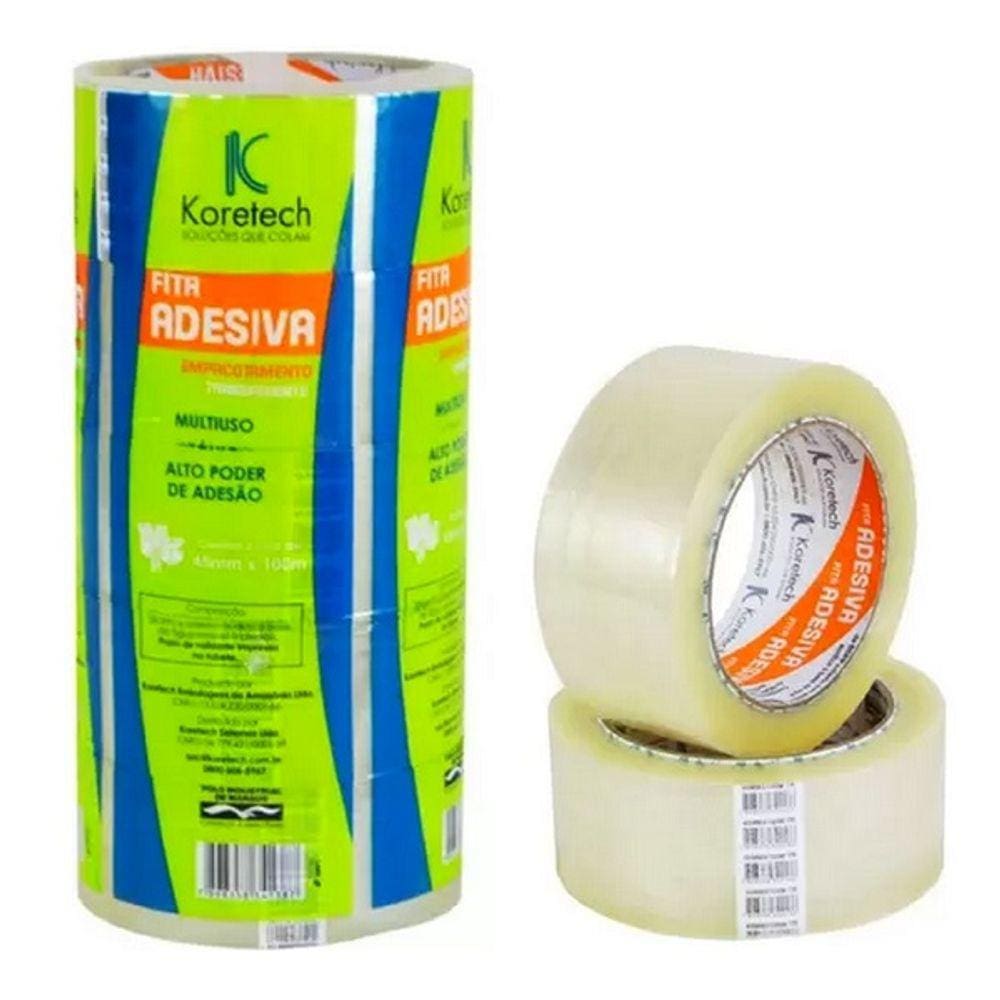 Kit 5 Fita Adesiva Transparente 45MM X 100 Metros
