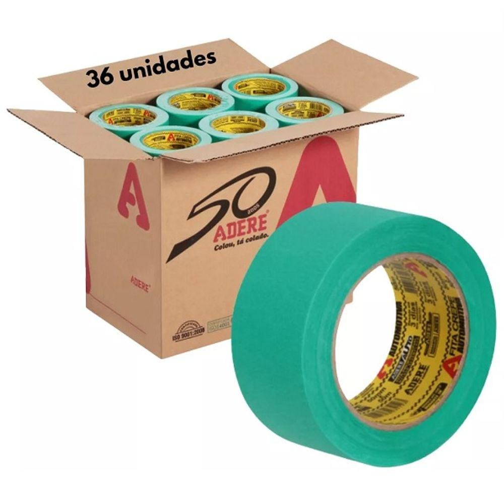 Caixa com 36 Fitas Crepe Automotiva 525 Verde 48MM X 50M Adere