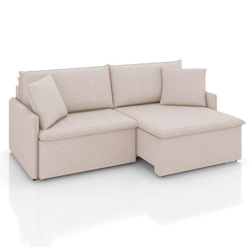 sofá 3 lugares retrátil e reclinável stilo linho cru 214 cm