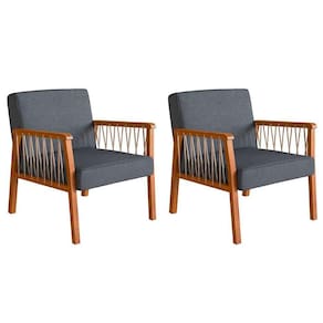 conjunto com 2 poltronas lara poliéster e nogueira