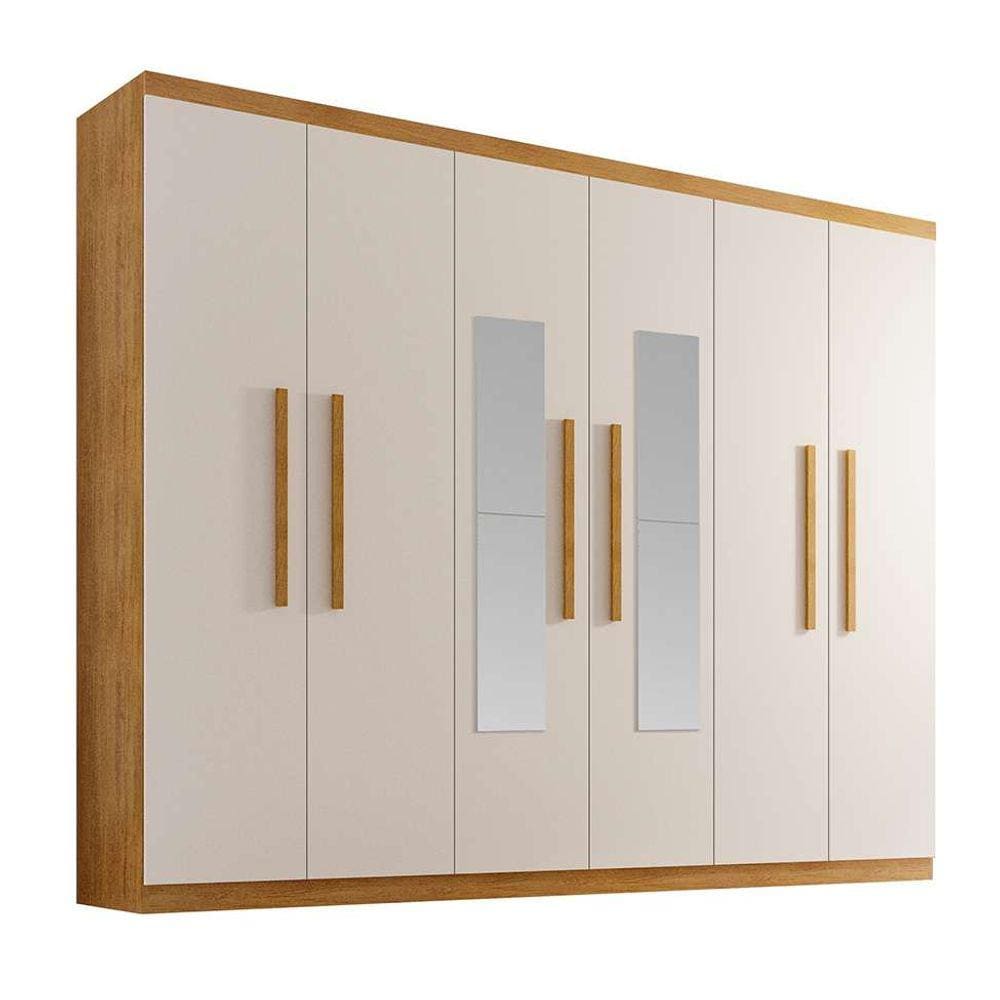 guarda-roupa solteiro com espelho malibu 6 pt 2 gv imbuia e off white