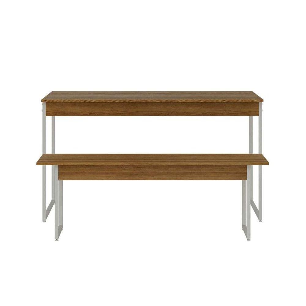 conjunto de mesa de jantar retangular com 1 banco studio e branco