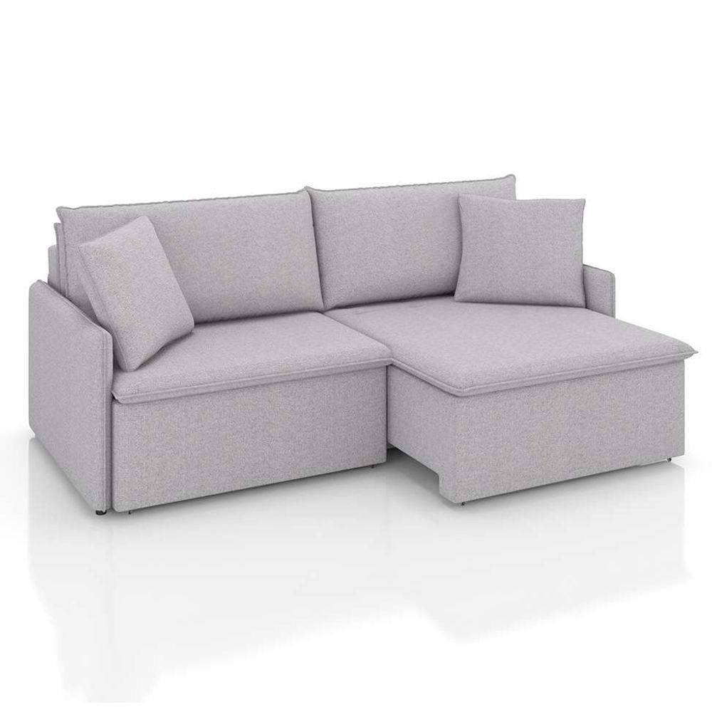 sofá 3 lugares retrátil e reclinável stilo linho prata 194 cm
