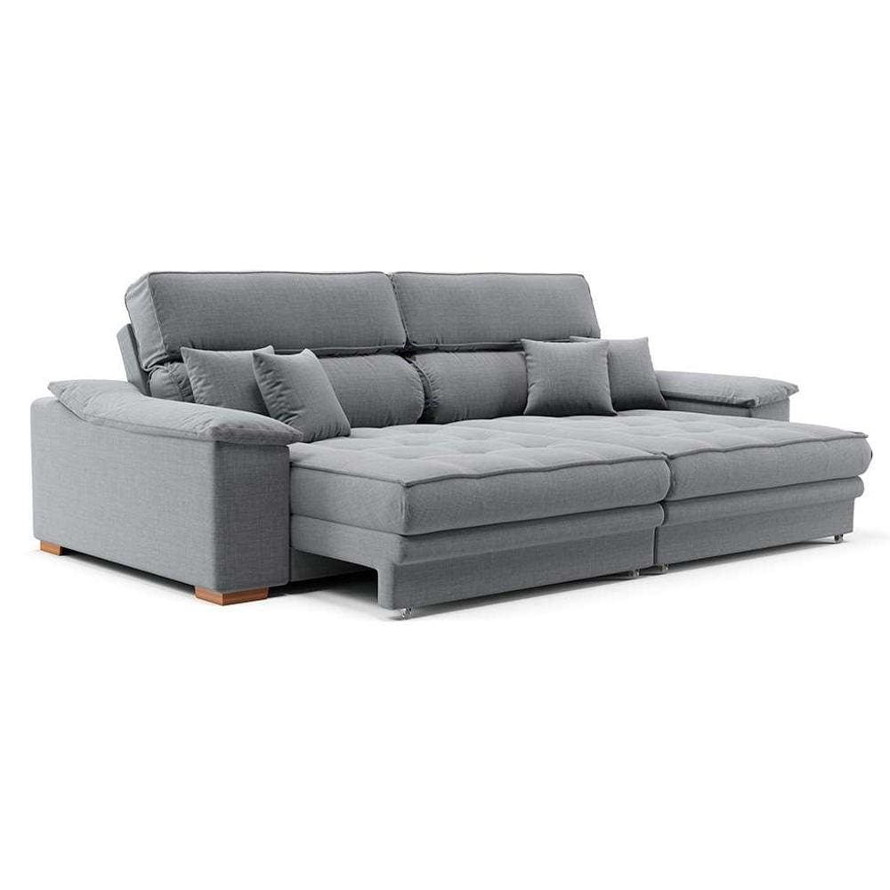 sofa retratil reclinavel 3 lugares linho