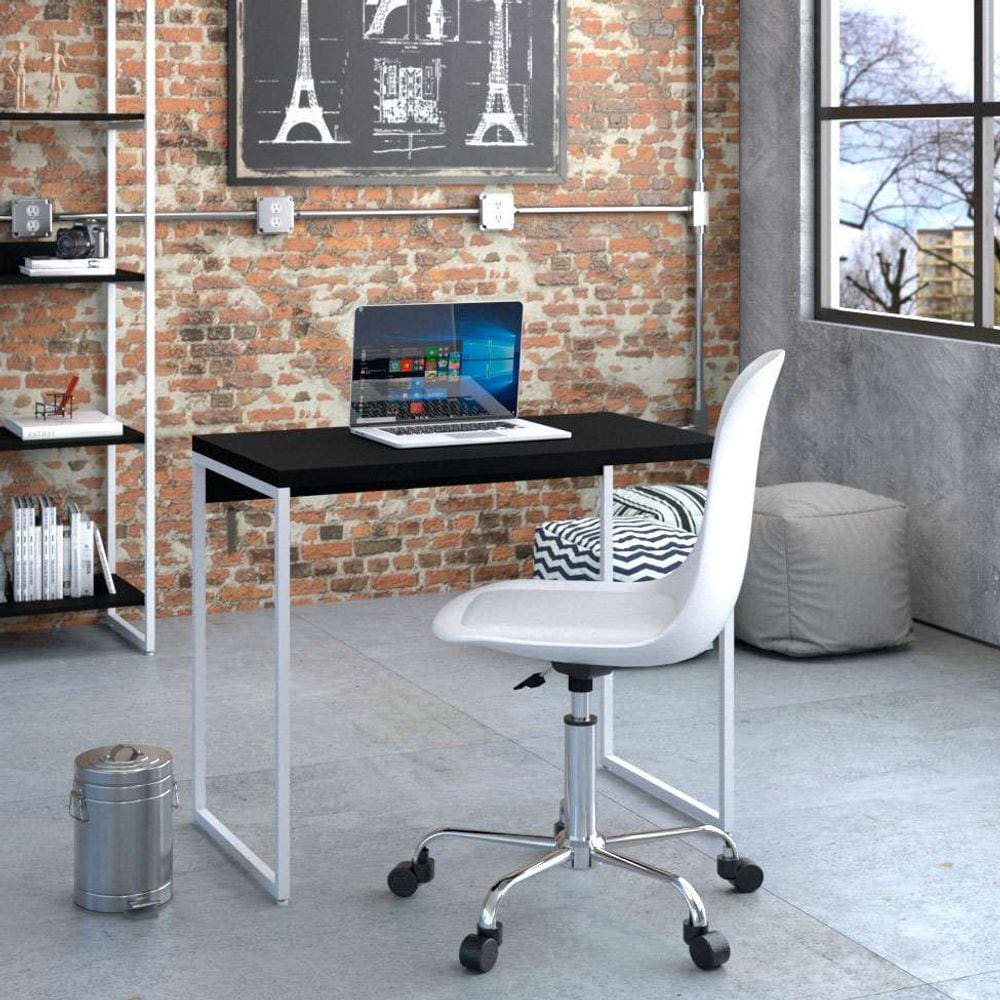 escrivaninha studio preta e branca 90 cm