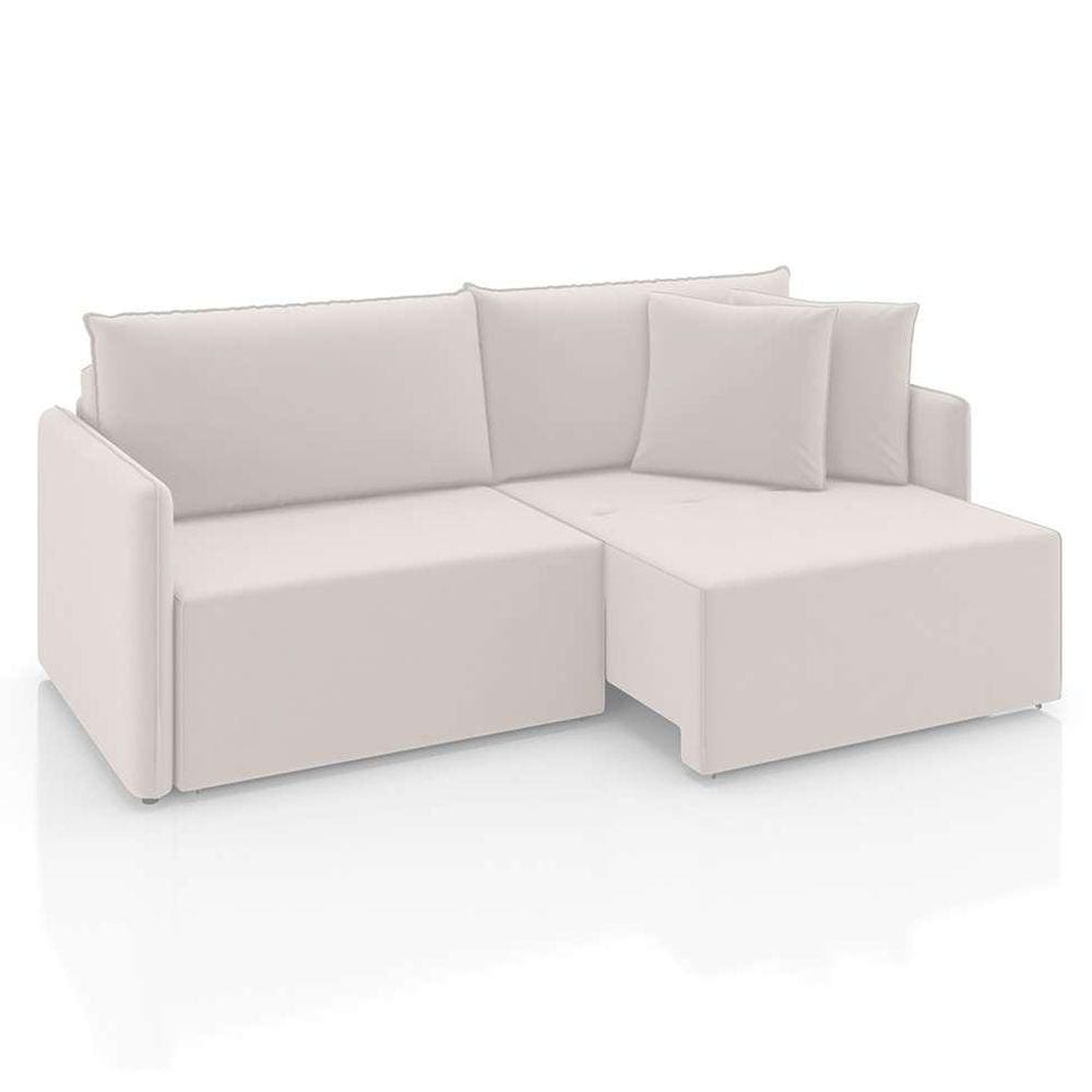 sofá 3 lugares retrátil e reclinável malta veludo creme 200 cm