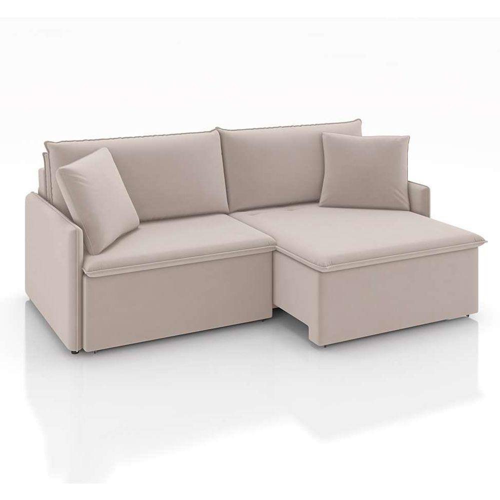 sofá 4 lugares retrátil e reclinável stilo veludo creme 254 cm
