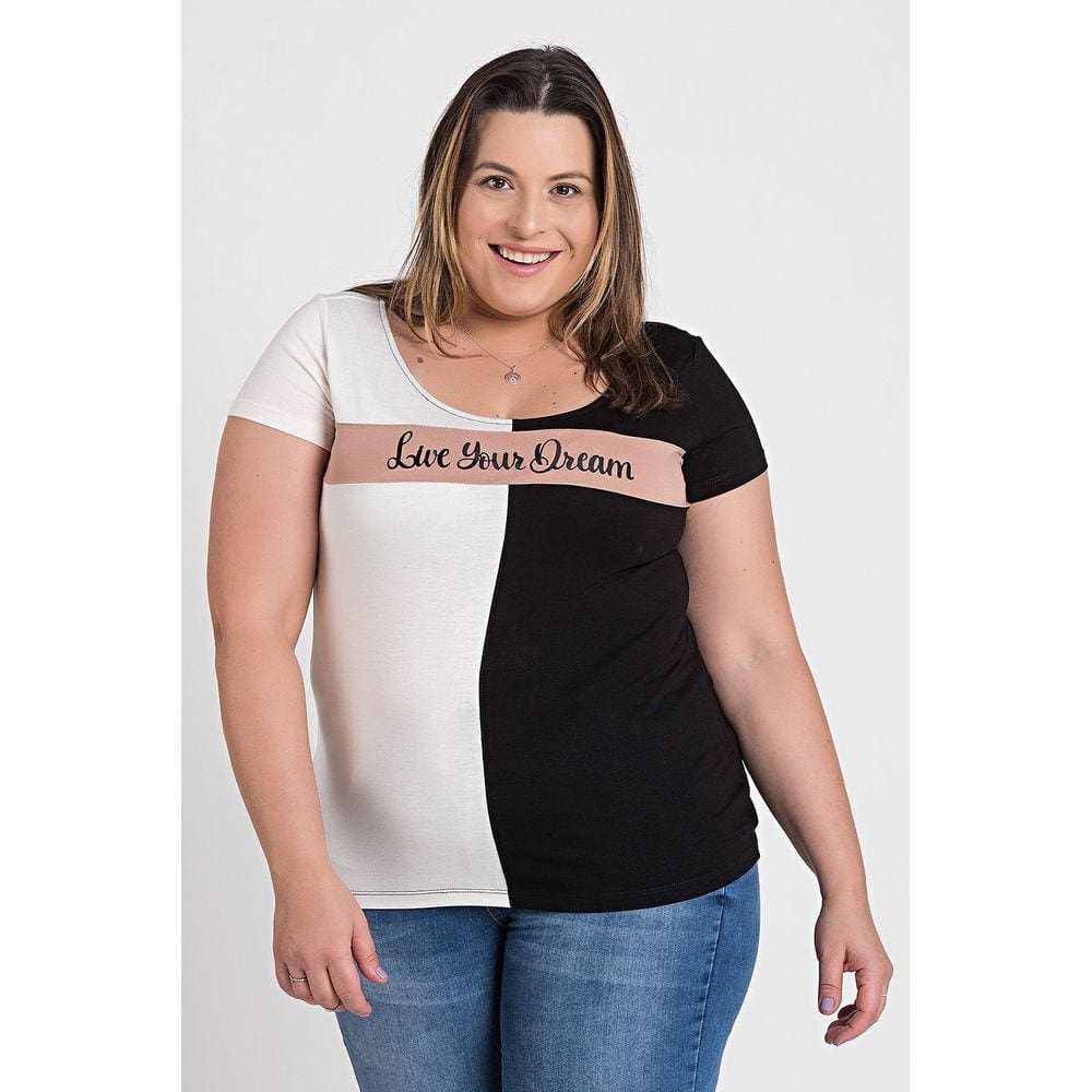 Blusa Feminina Plus Size Visco Estampada &quot;LIVE YOUR DREAM&quot; - Lepoque