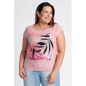Blusa Feminina Plus Size Sublimada Frente - Cereja Rosa