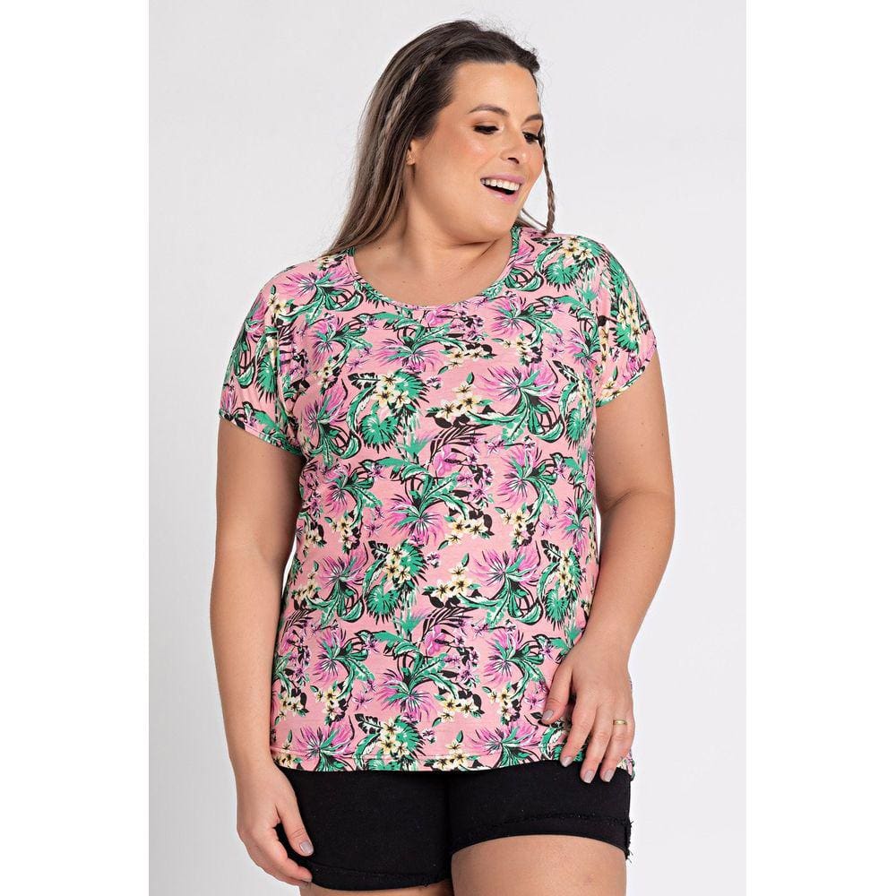 Blusa Feminina Plus Size Visco Estampada - Tic Tac