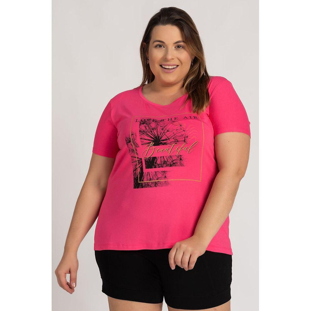 Blusa Feminina Plus Size Visco Estampada "Love The Air Beautiful" - Serena