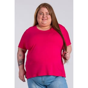 T-shirt Feminina Plus Size Visco Básica Decote Redondo - Serena