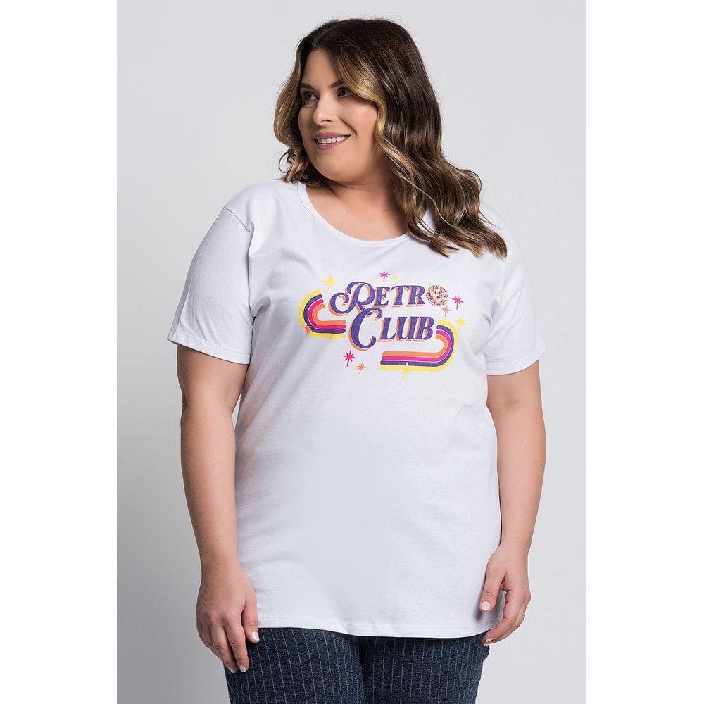 T-shirt Feminina Plus Size Estampada "Retro Club"- Serena