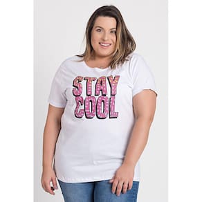 T-shirt Feminina Plus Size Estampada "Stay Cool" - Serena
