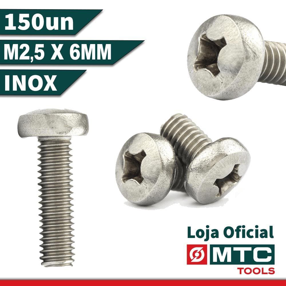 Parafuso Máquina C. Panela M2,5 X 6 Phillips - 150Pçs
