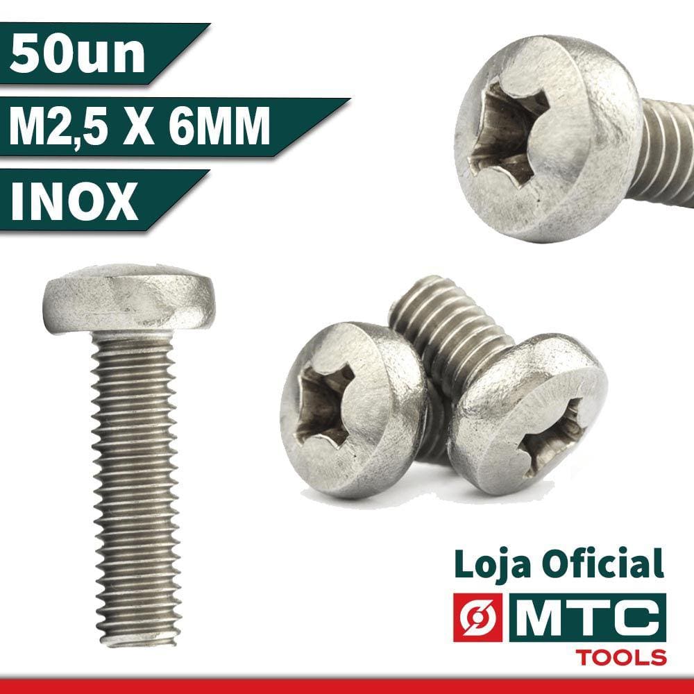 Parafuso Máquina C. Panela M2,5 X 6 Phillips - 50Pçs