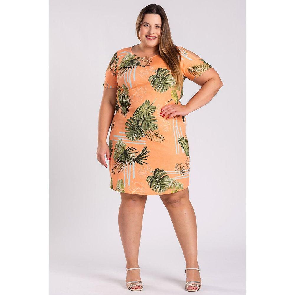 Vestido Malha Visco Estampado Detalhe Frente Ombros Vazado - Serena