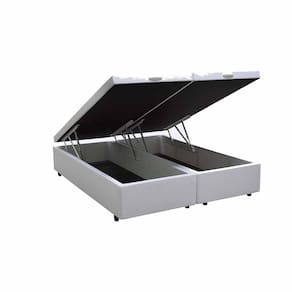 Base Box Baú Casal Bipartido Sintético Branco 39x138x188