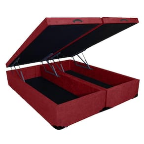 Base Box Baú Casal Bipartido Suede Vinho 39x138x188