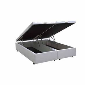 Base Box Baú King Bipartido Sintético Branco - 39x198x203